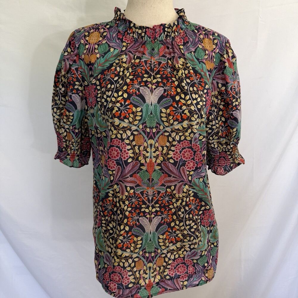 J.Crew Liberty London Puff Sleeve Top Women S Elm House Floral Ruffle Blouse
